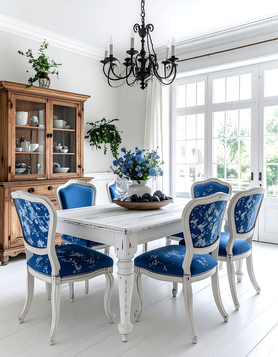 French Country Dining - 30 blue and white dining room ideas