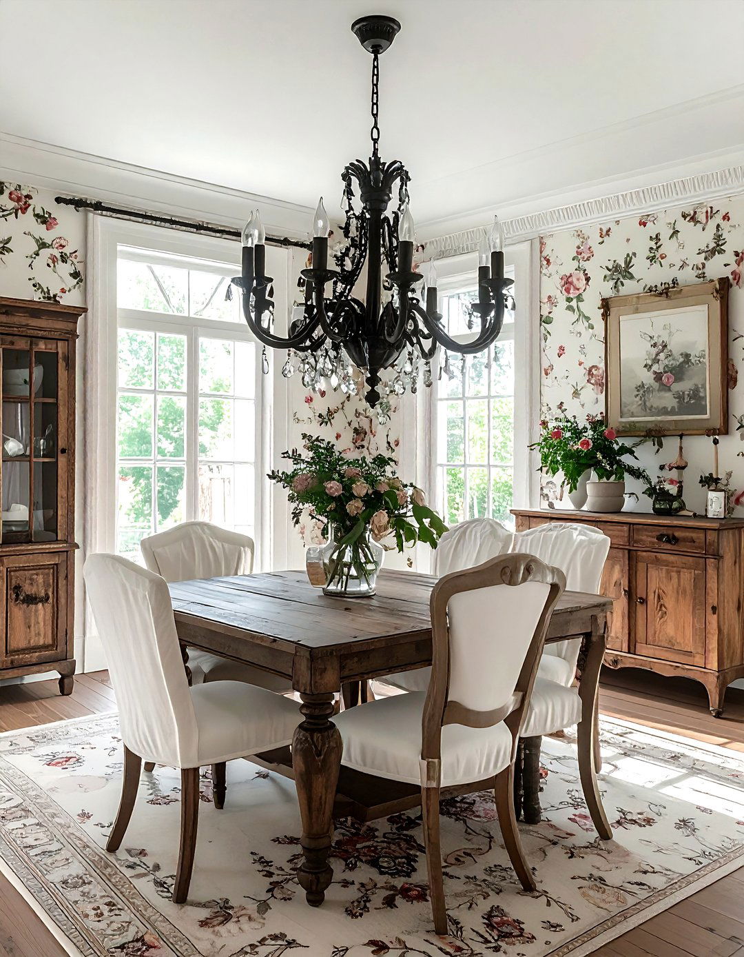 French Country Dining - 30 black chandelier dining room ideas