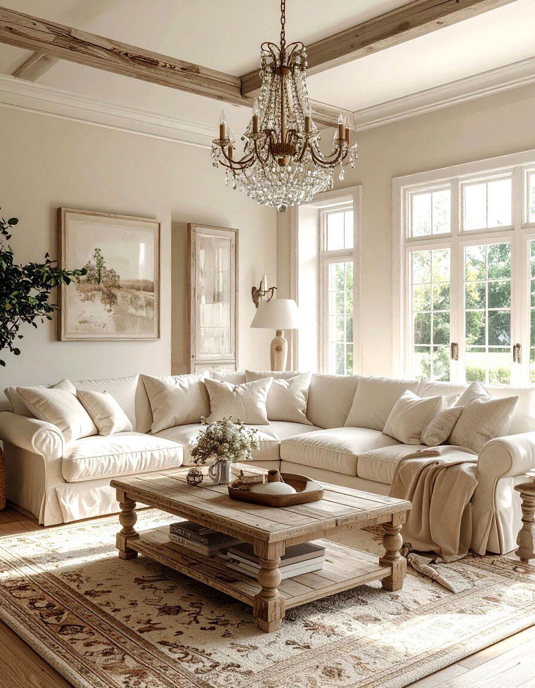 French Country Farmhouse Living Room - 30 farmhouse beige living room ideas
