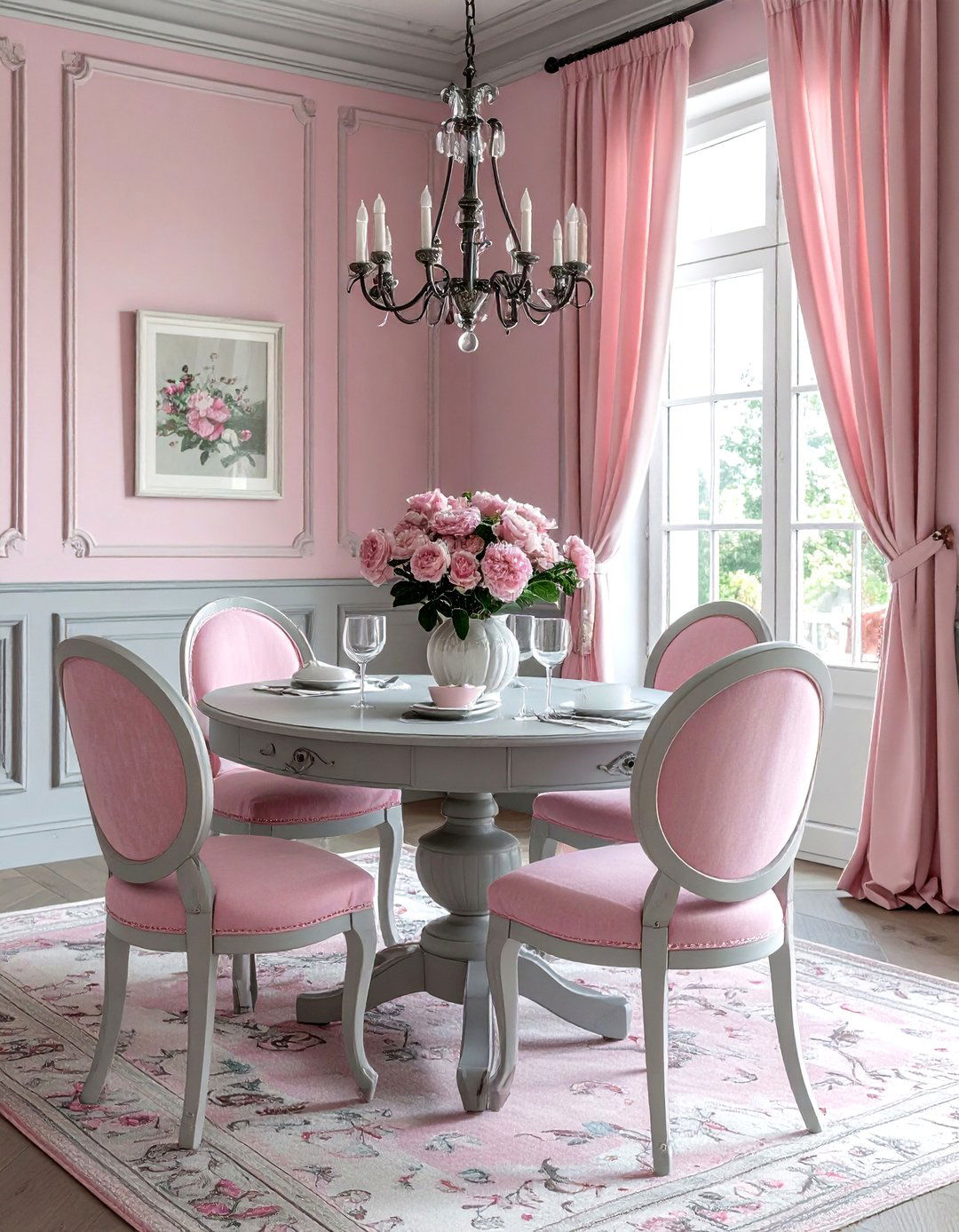 French Country Pink Gray Dining Room - 30 pink and gray dining room ideas