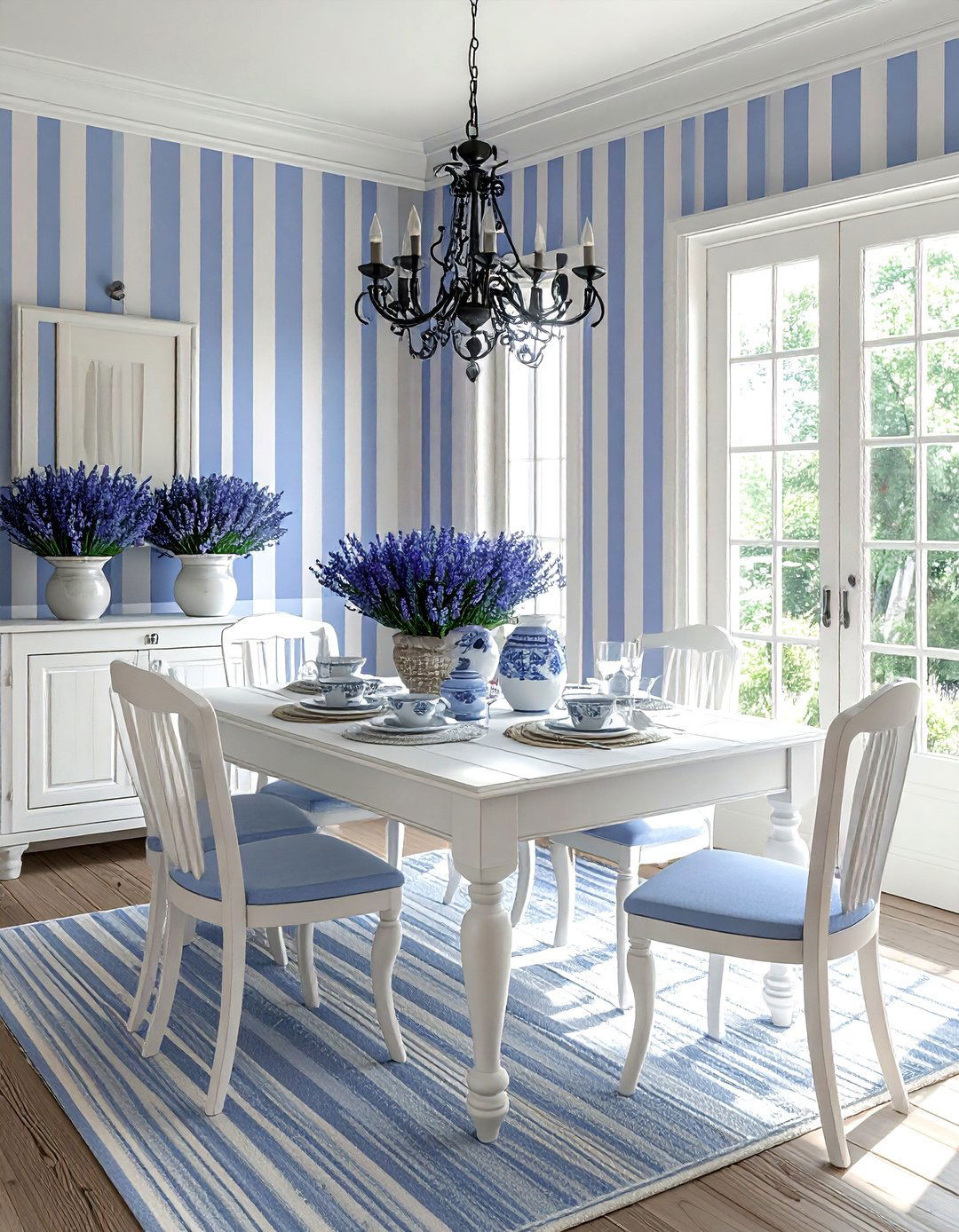 French Country Striped Wallpaper Dining Room - 30 striped wallpaper dining room ideas