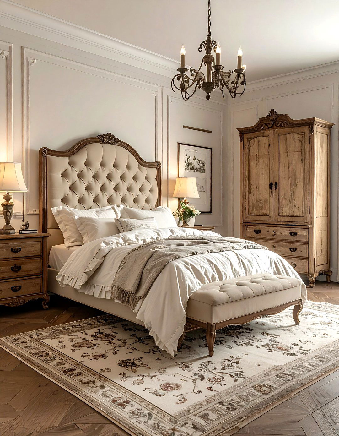 French Country Style Bedroom - 30 rustic beige bedroom ideas