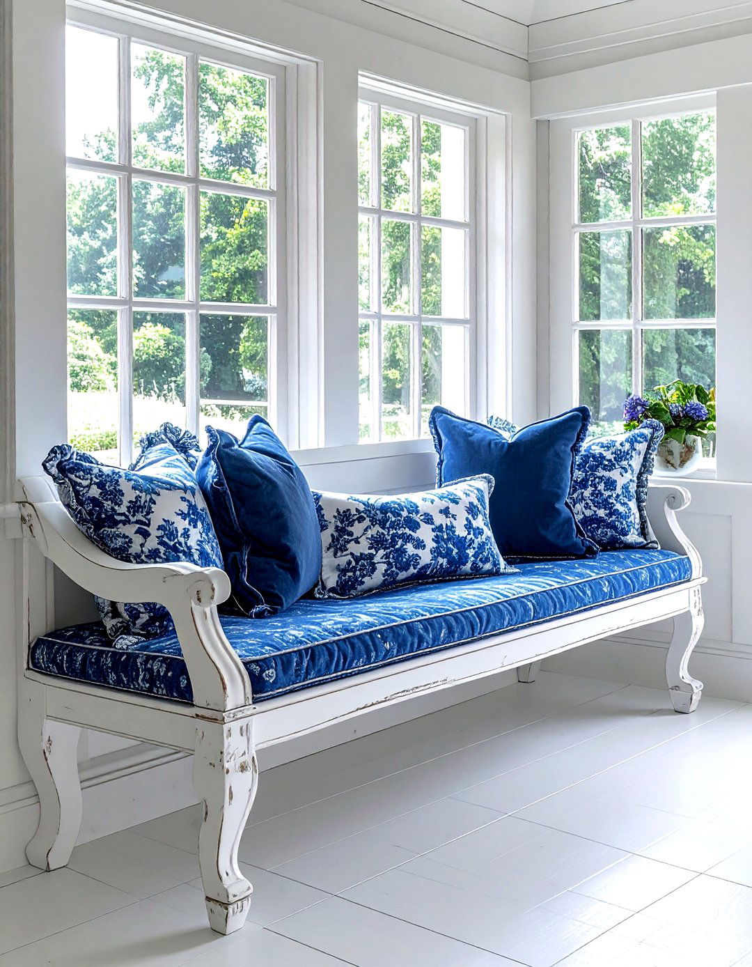 French Country Window Bench - 30 living room window seat ideas