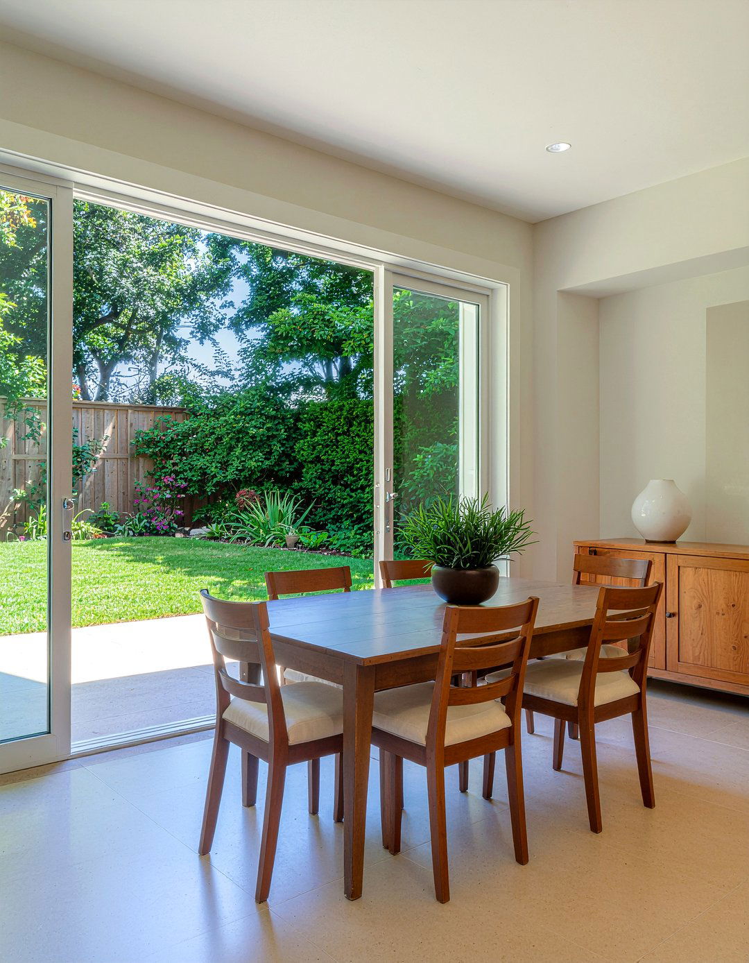 French Door Garden View - 30 bungalow dining room ideas