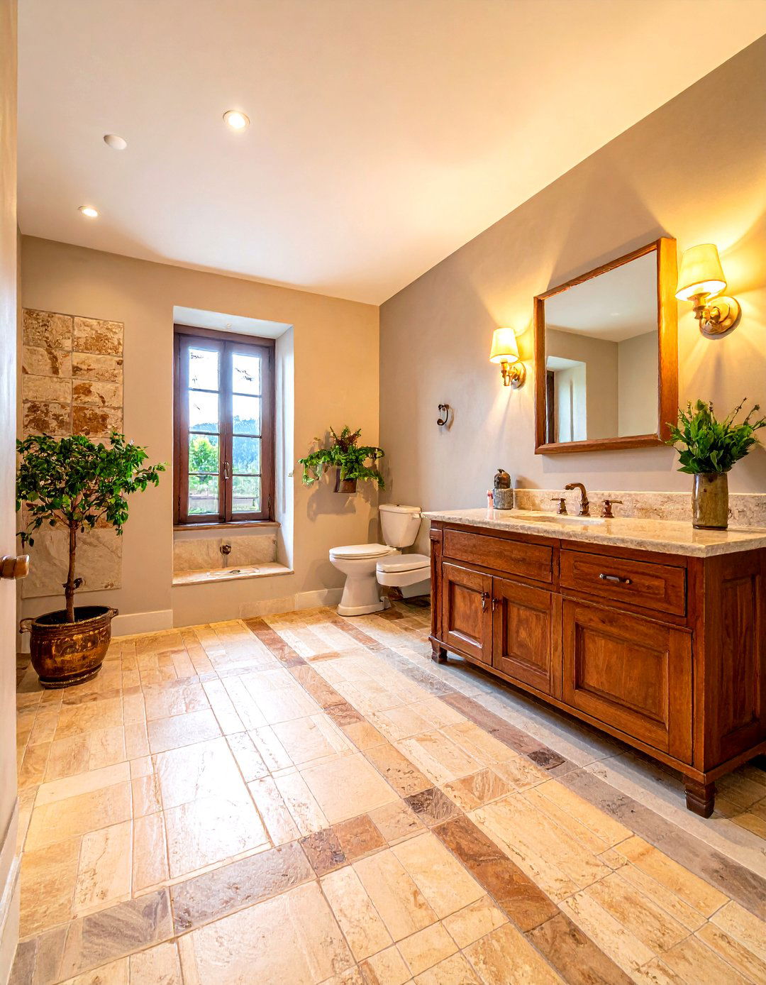 French Pattern Travertine Floor - 30 travertine bathroom ideas