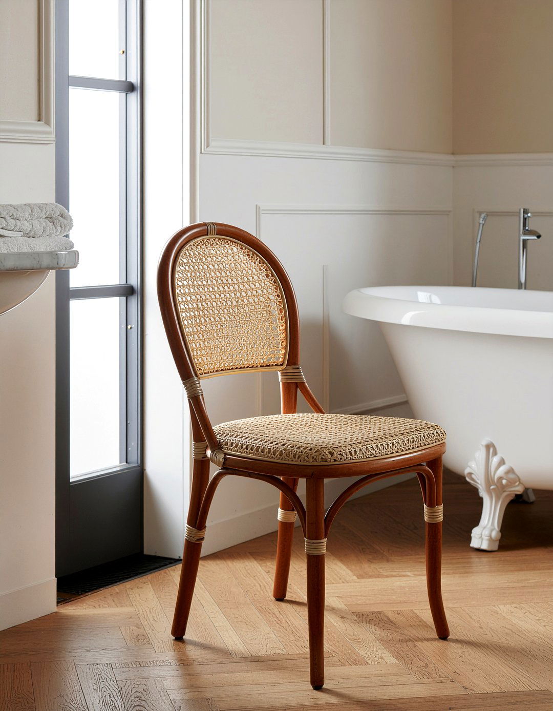 French bistro chair - 30 French country bathroom ideas