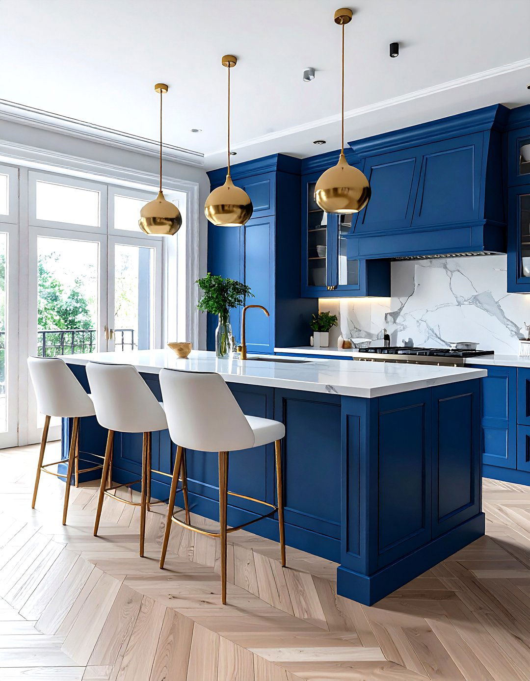 French blue kitchen island - 30 blue paint color ideas
