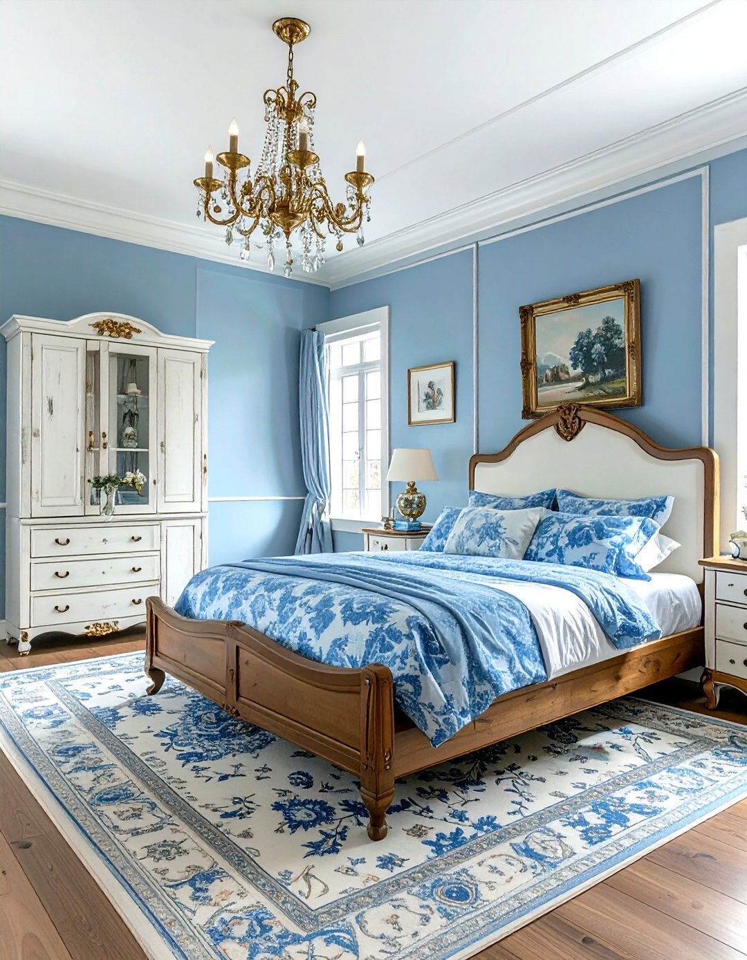 French country blue bedroom - 30 farmhouse blue bedroom ideas