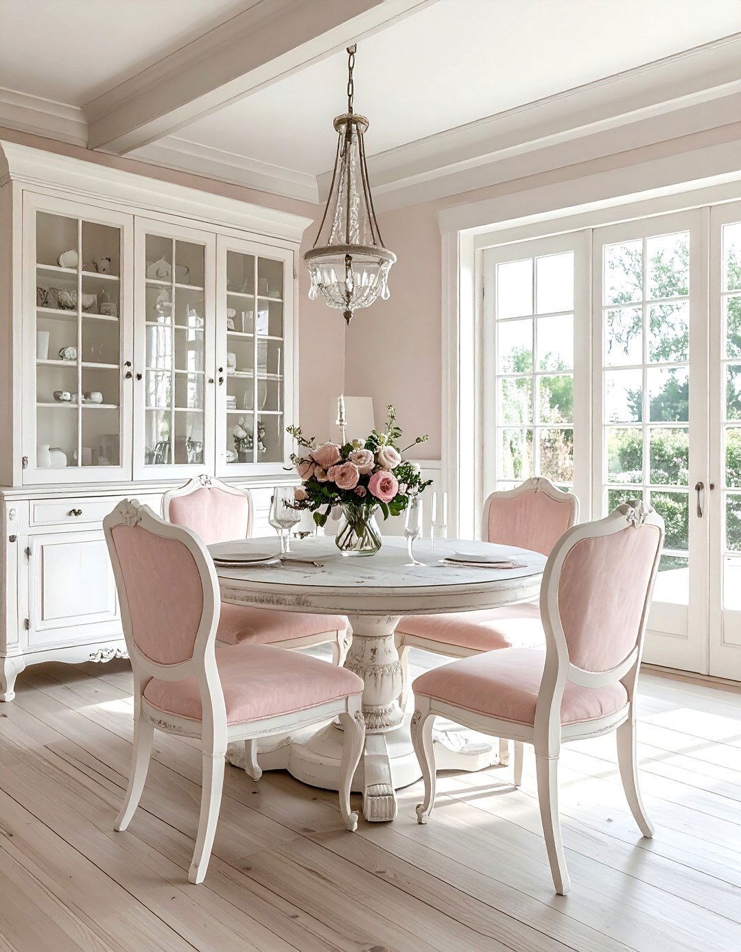 French country blush dining room - 30 blush and white dining room ideas