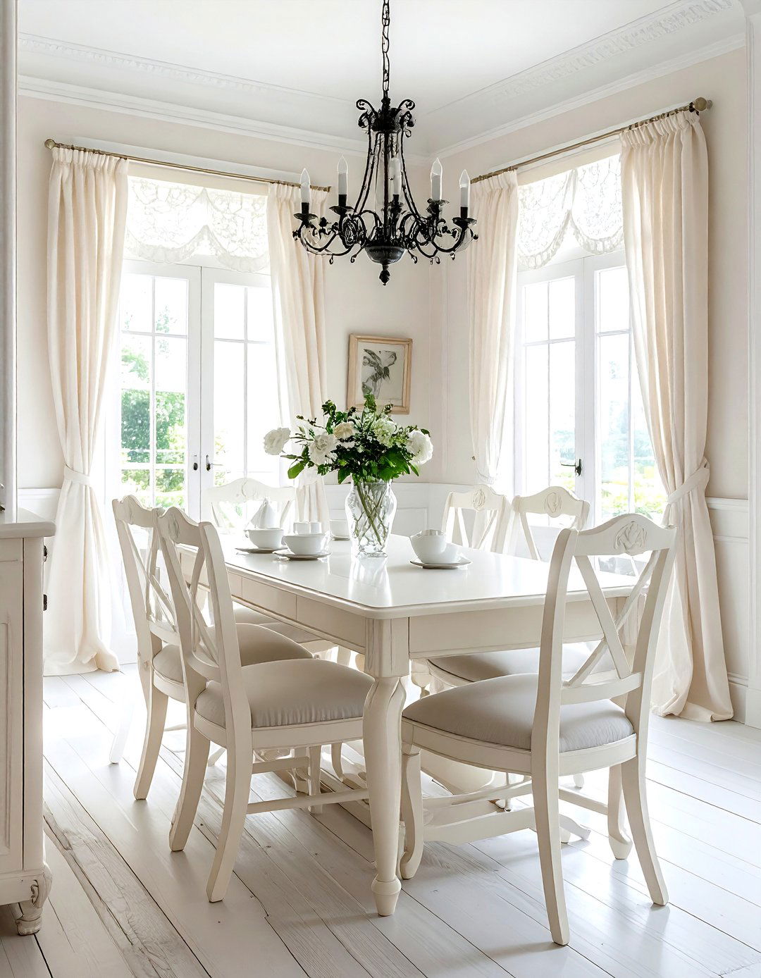 French country cream and white dining room - 30 cream and white dining room ideas