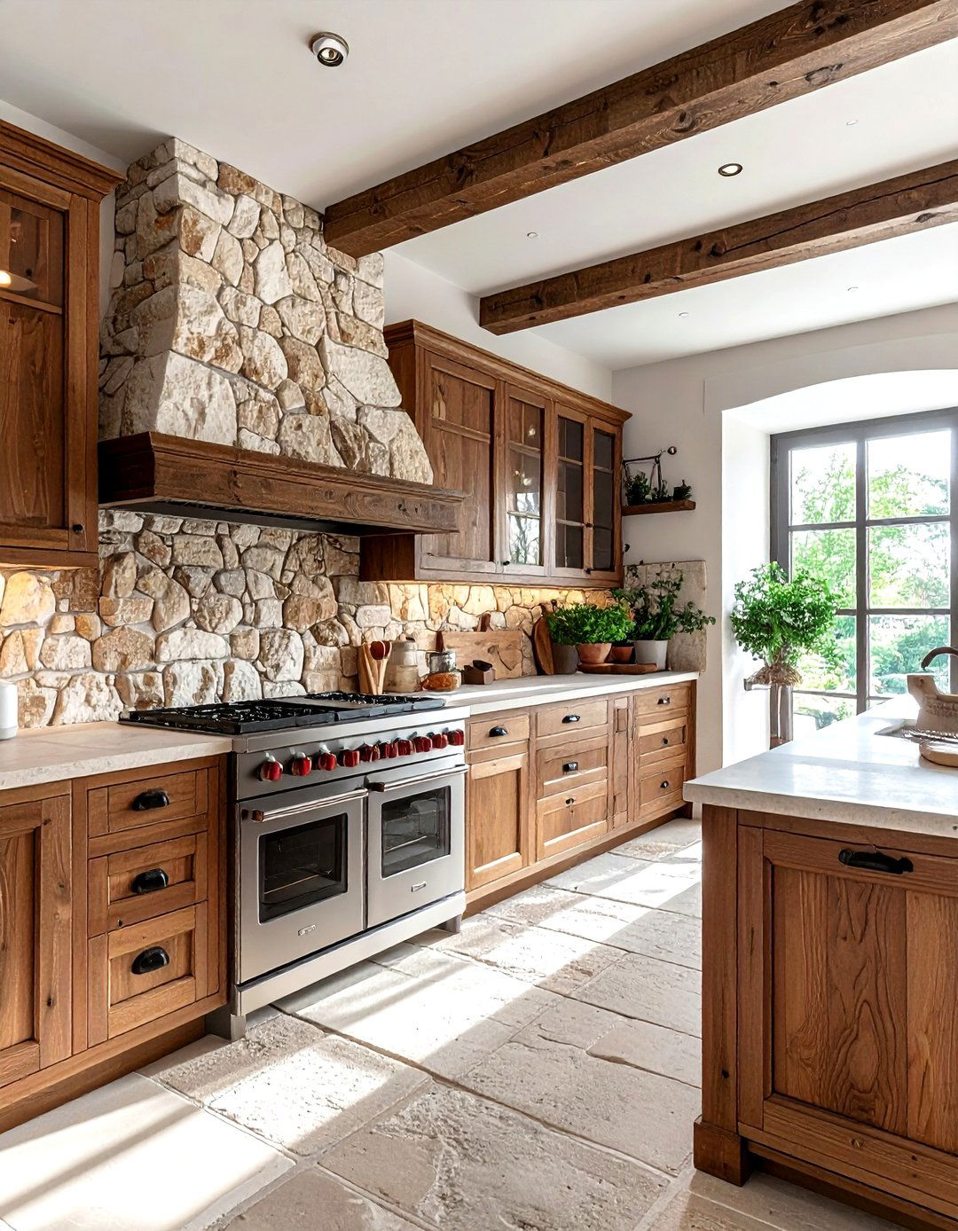 French country kitchen stone wall - 30 kitchen stone wall ideas