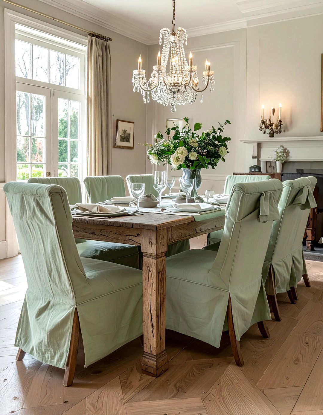 French country slipcovered chairs - 30 slipcovered dining chair ideas