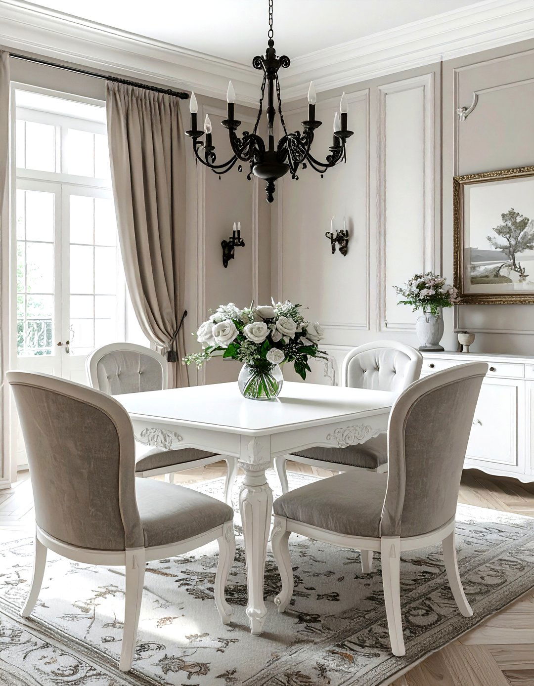 French country taupe dining room - 30 taupe and white dining room ideas