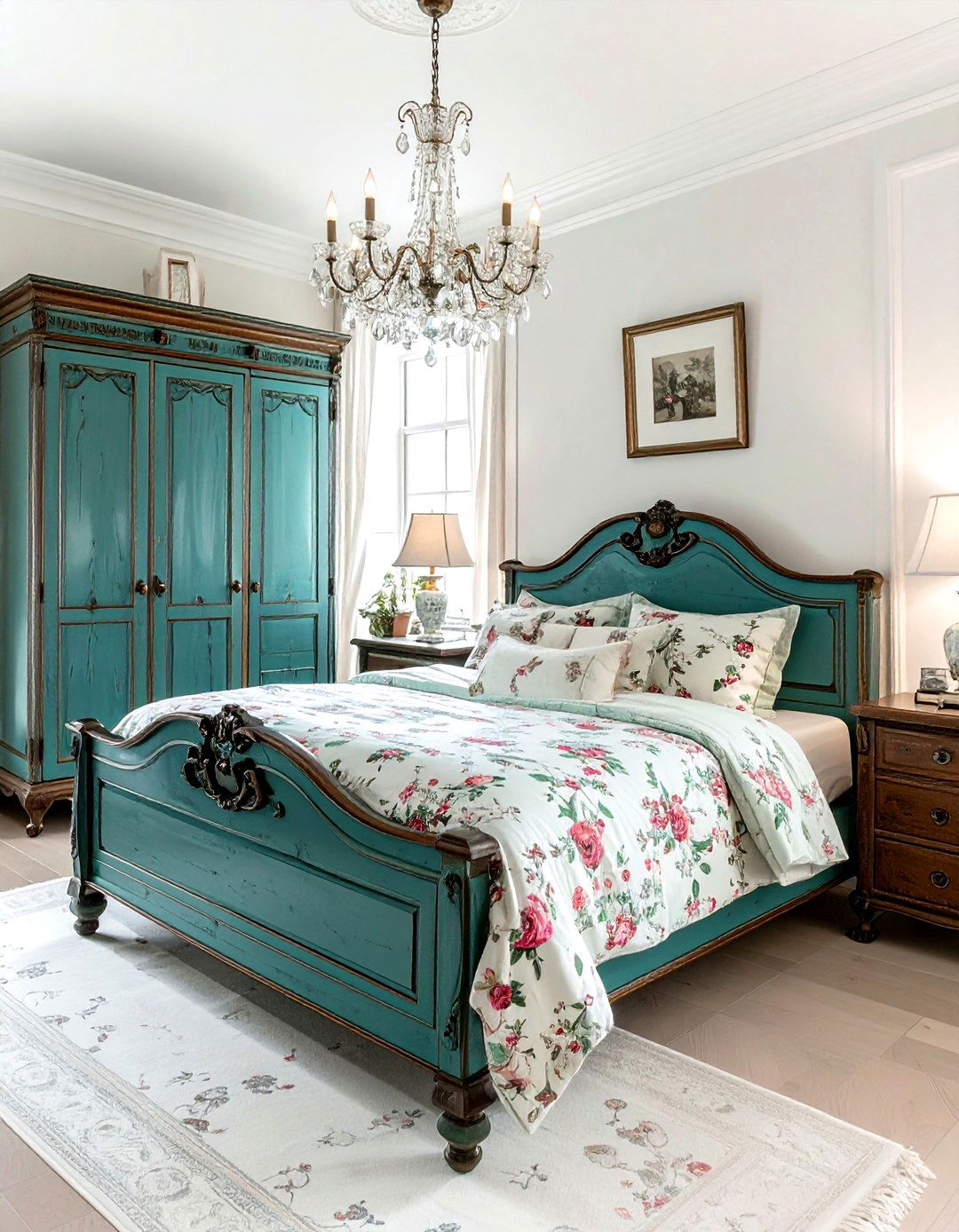 French country teal bedroom - 30 farmhouse teal bedroom ideas