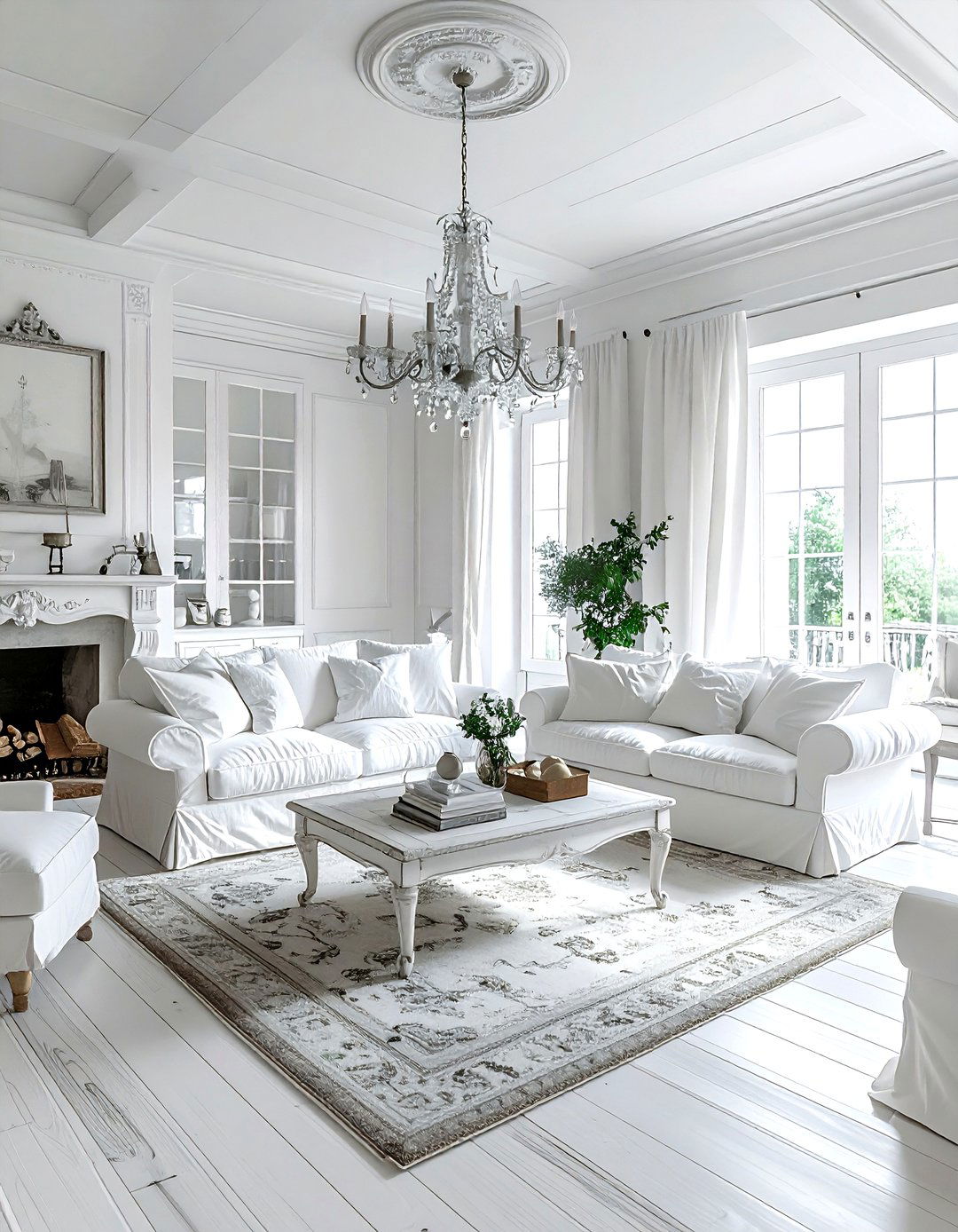 French country white living room - 30 white living room ideas