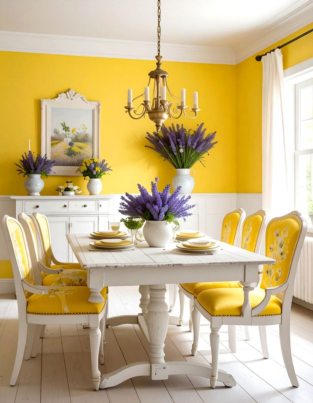 French country yellow and white dining room - 30 yellow and white dining room ideas