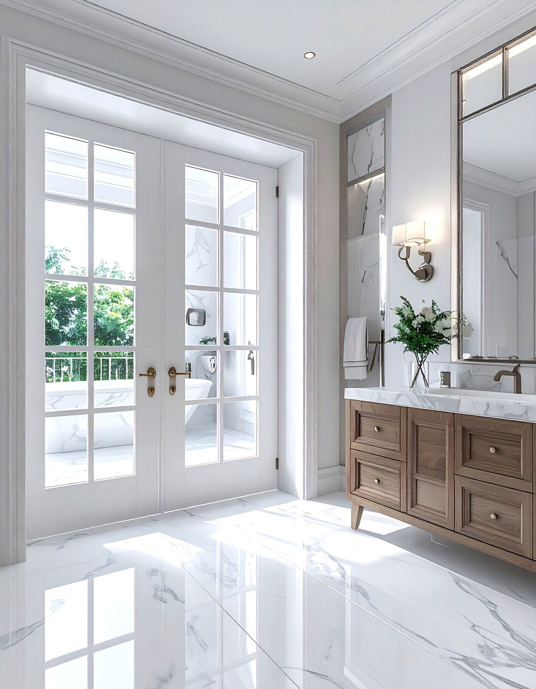 French doors in bathroom - 30 Parisian bathroom ideas