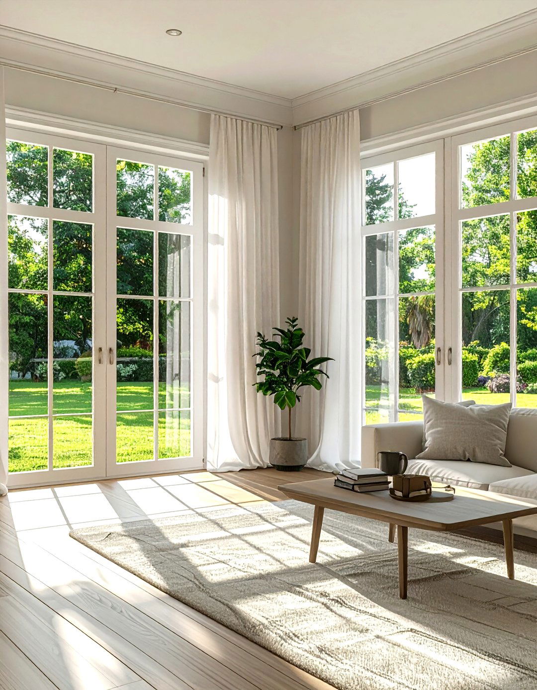 French doors living room - 30 airy living room ideas