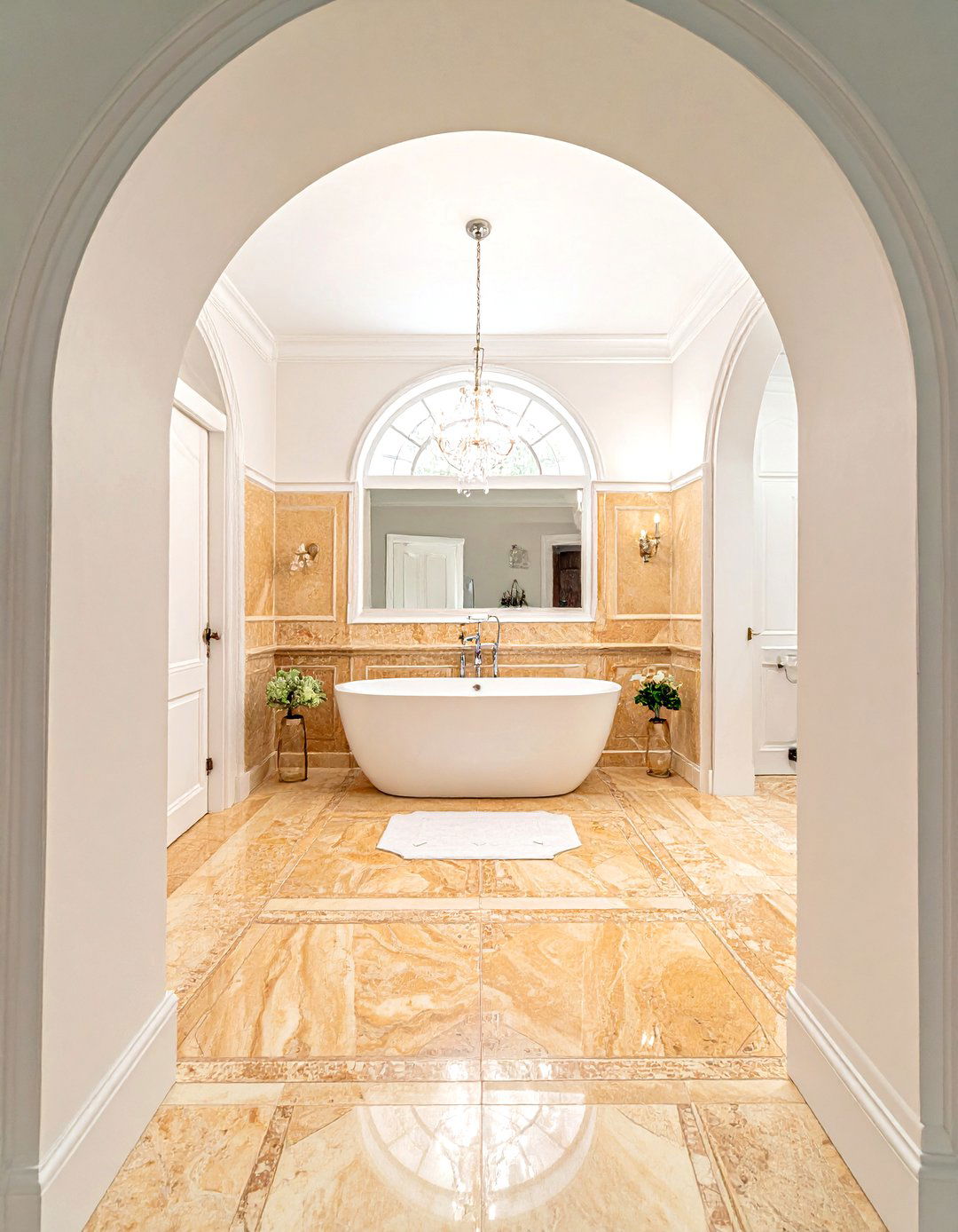 French pattern travertine floor - 30 travertine tile bathroom ideas