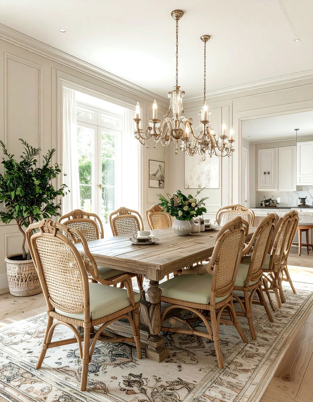 French provincial cane chairs - 30 cane dining room ideas
