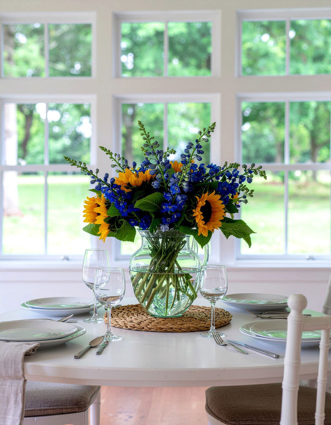 Fresh flower centerpiece - 30 rural dining room ideas