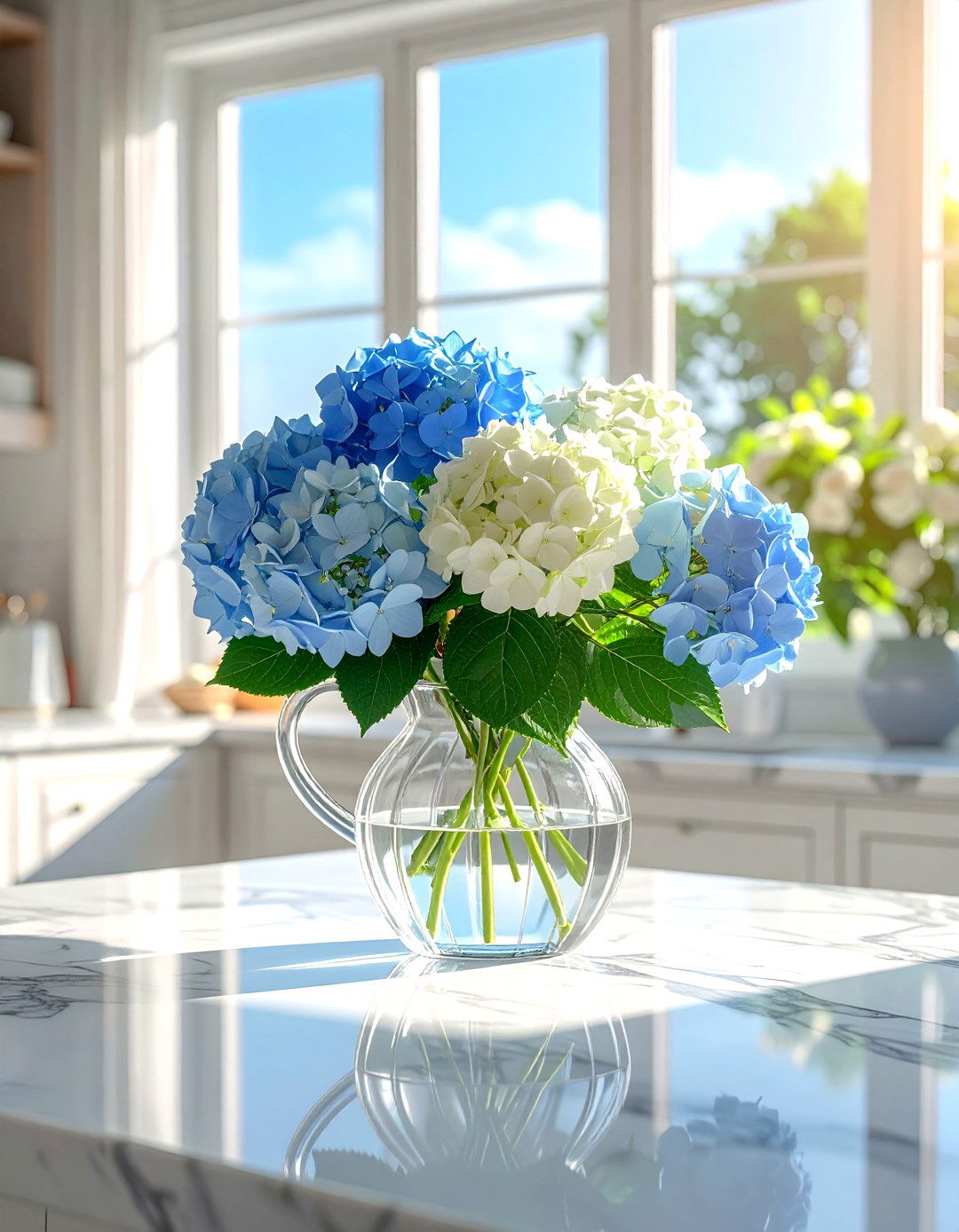 Fresh hydrangea arrangement - 30 coastal grandmother decor ideas