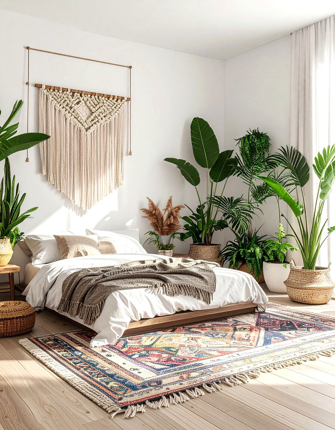 Fringed Kilim rug boho bedroom - 30 Turkish rug ideas