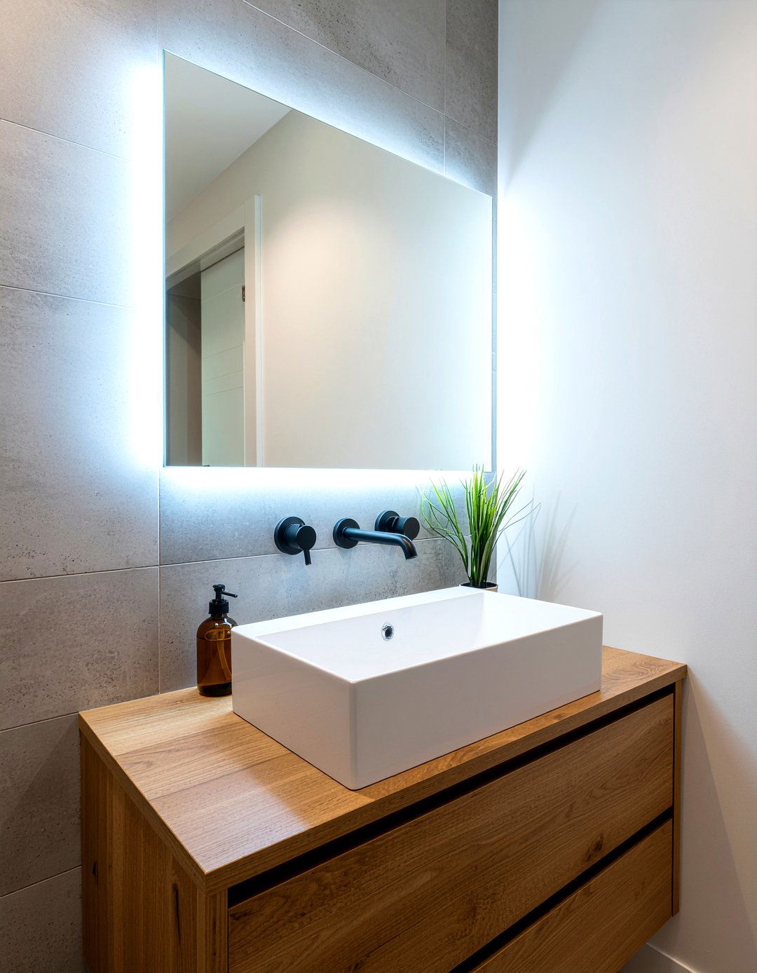 Front Lit Rectangular Mirror - 30 LED bathroom mirror ideas