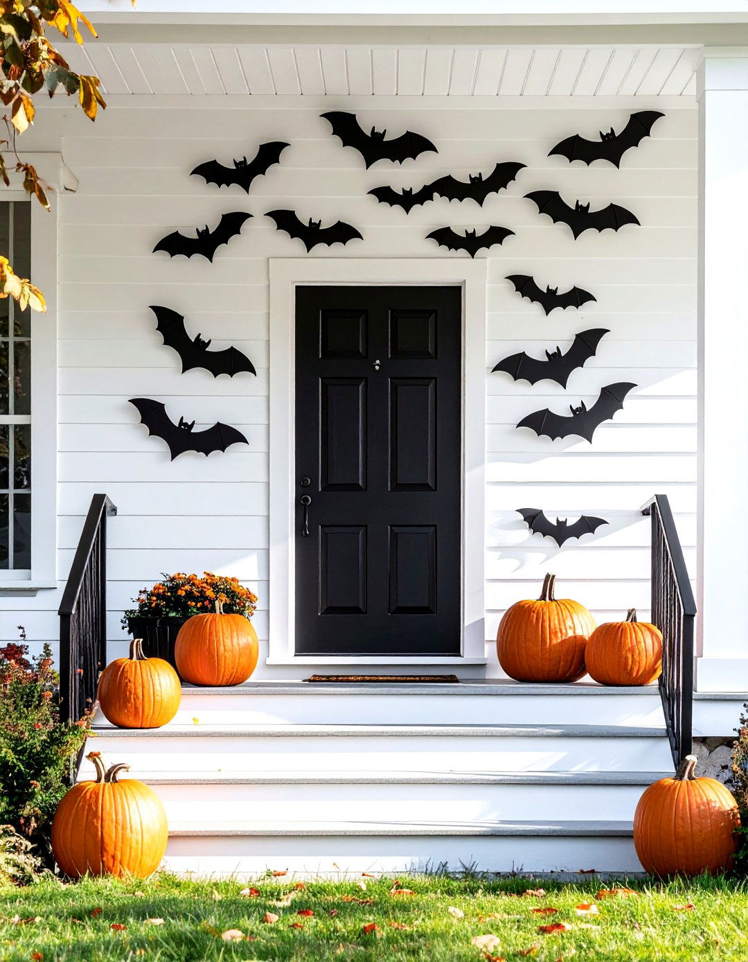 Front Porch Bat Silhouette - 30 spooky decor ideas