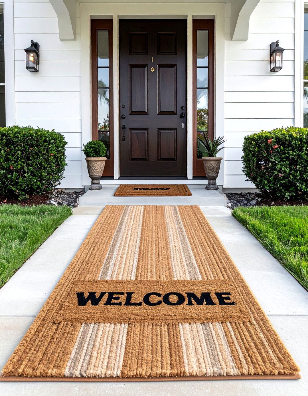 Front door layered rugs - 30 front porch decor ideas