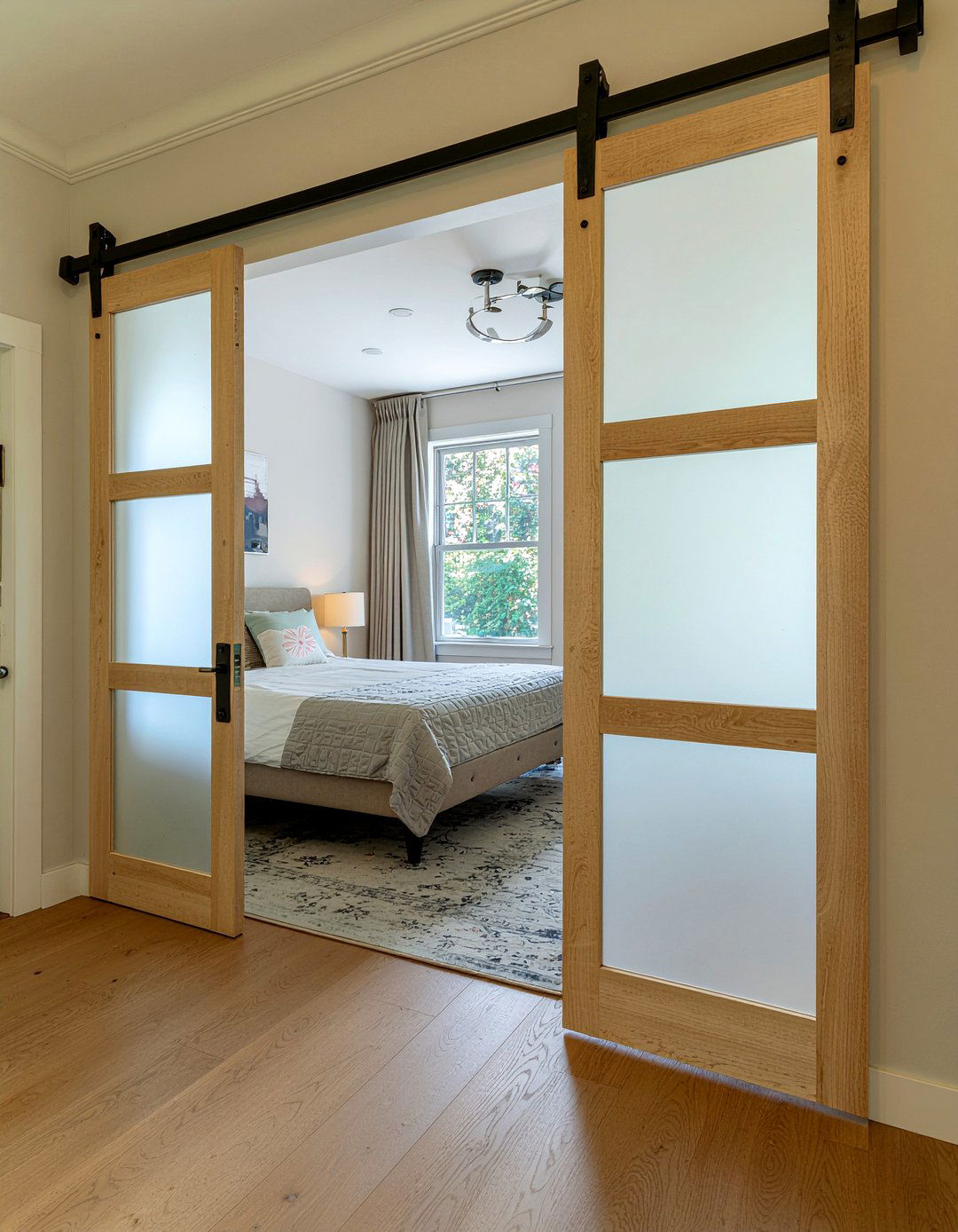 Frosted Glass Barn Door - 30 bedroom barn doors