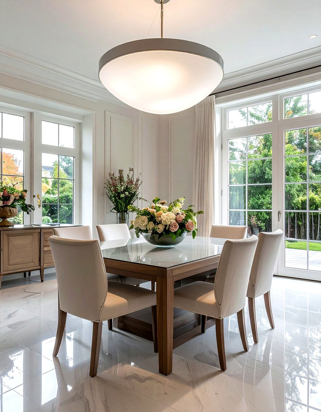 Frosted Glass Bowl Light - 30 semi-flush dining room light ideas