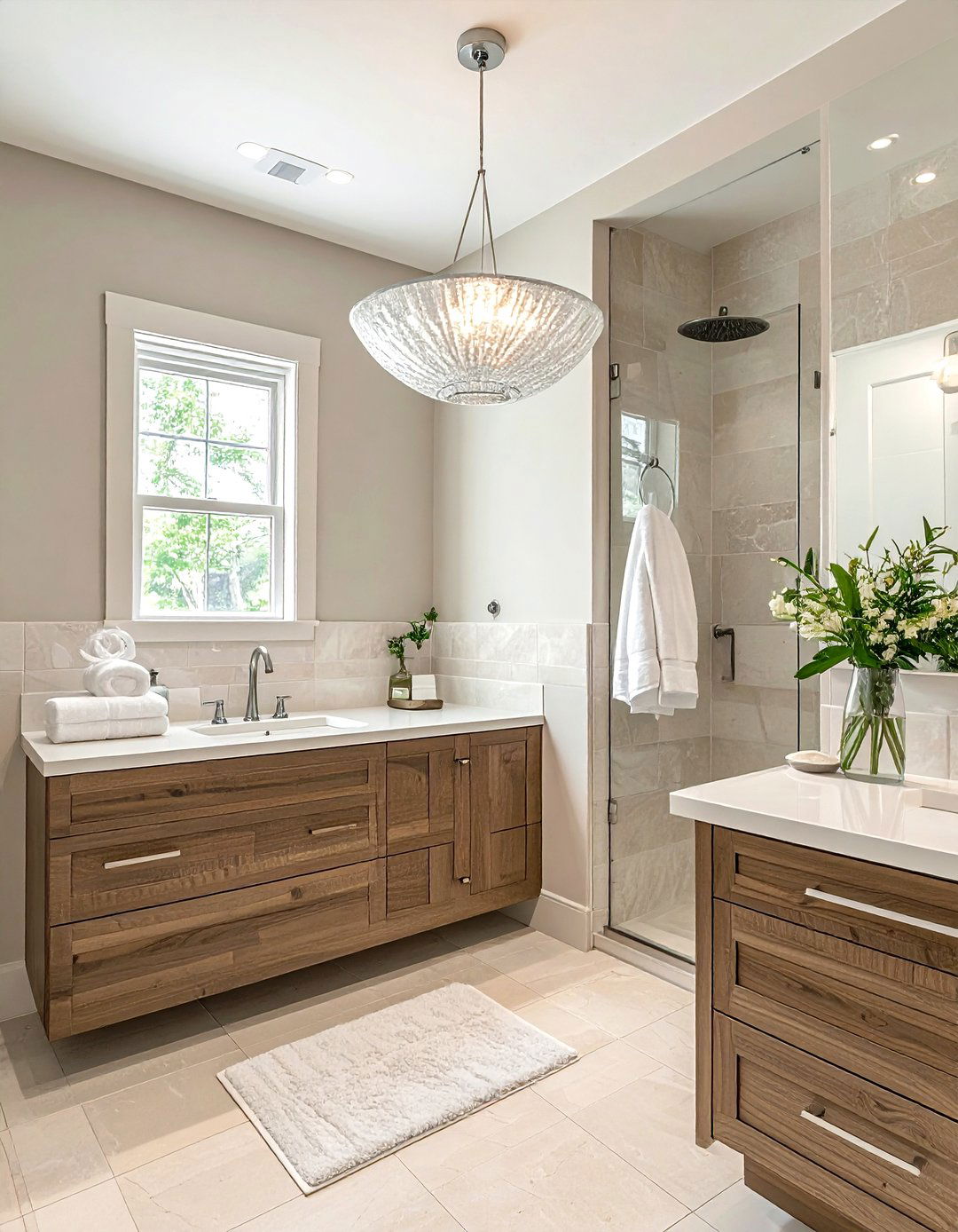 Frosted Glass Bowl - 30 bathroom pendant lighting ideas