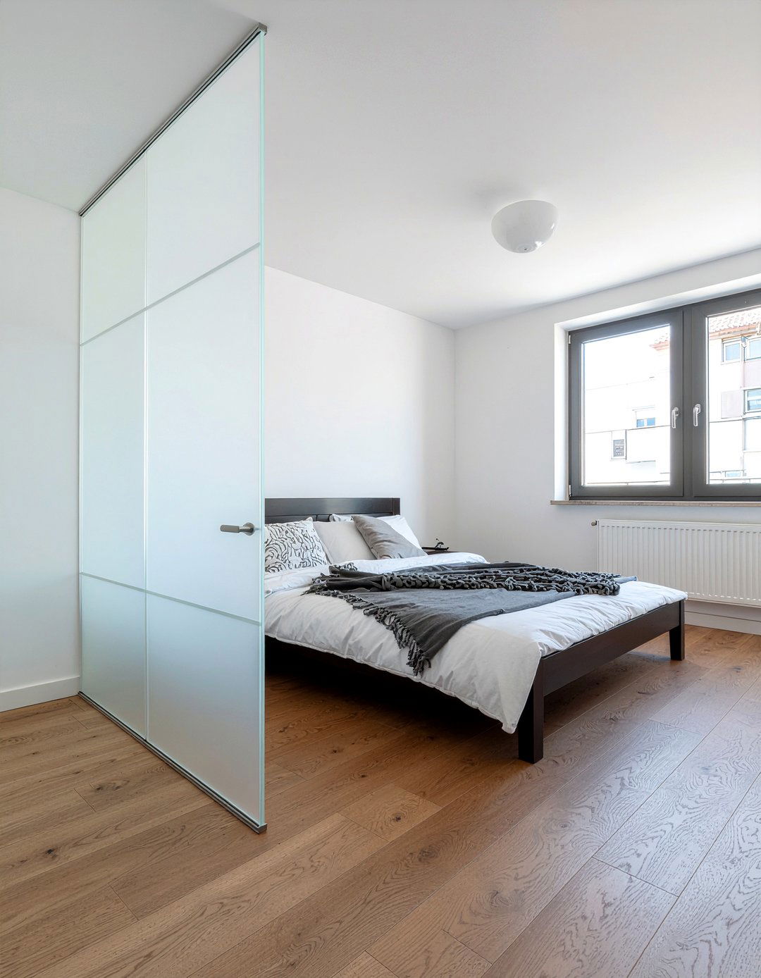 Frosted Glass Divider - 30 bedroom partition ideas