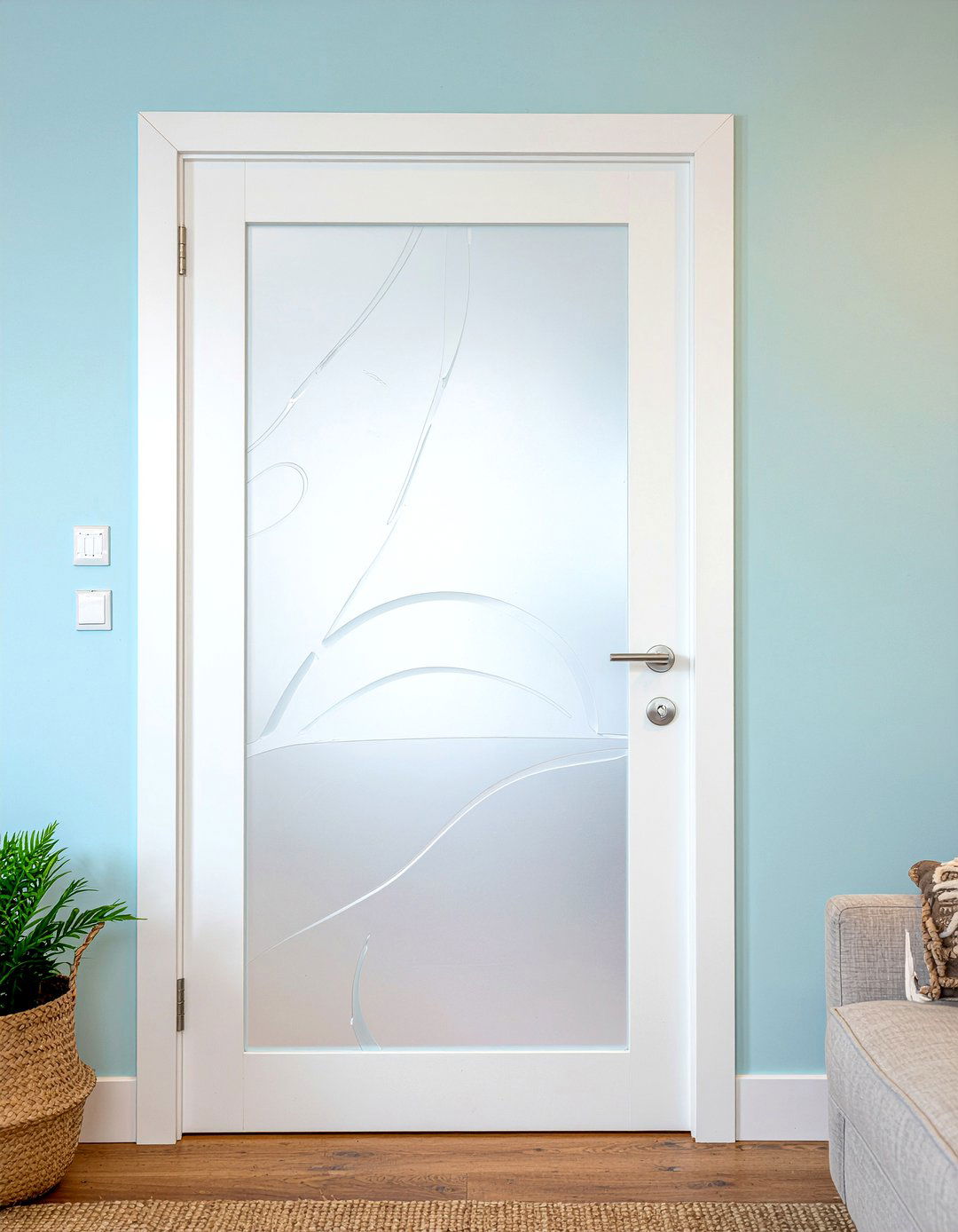 Frosted Glass Door - 30 living room door designs