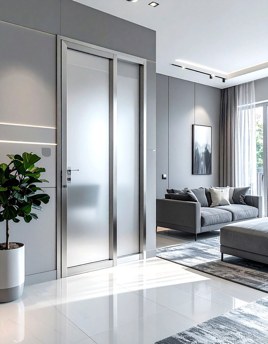 Frosted Glass Door - 30 living room door ideas