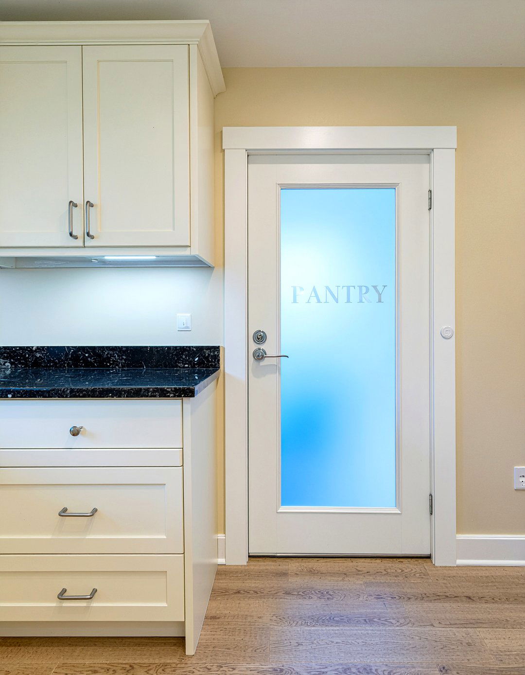 Frosted Glass Lettering Pantry Door - 30 pantry door kitchen ideas