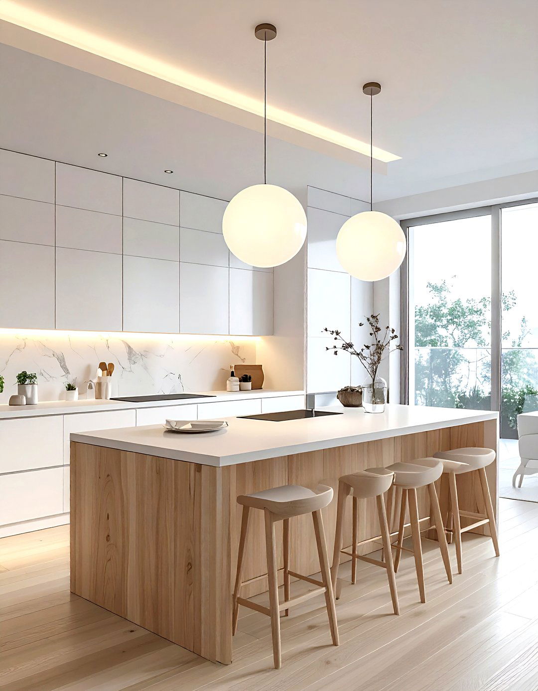 Frosted Glass Spheres - 30 kitchen island lighting ideas