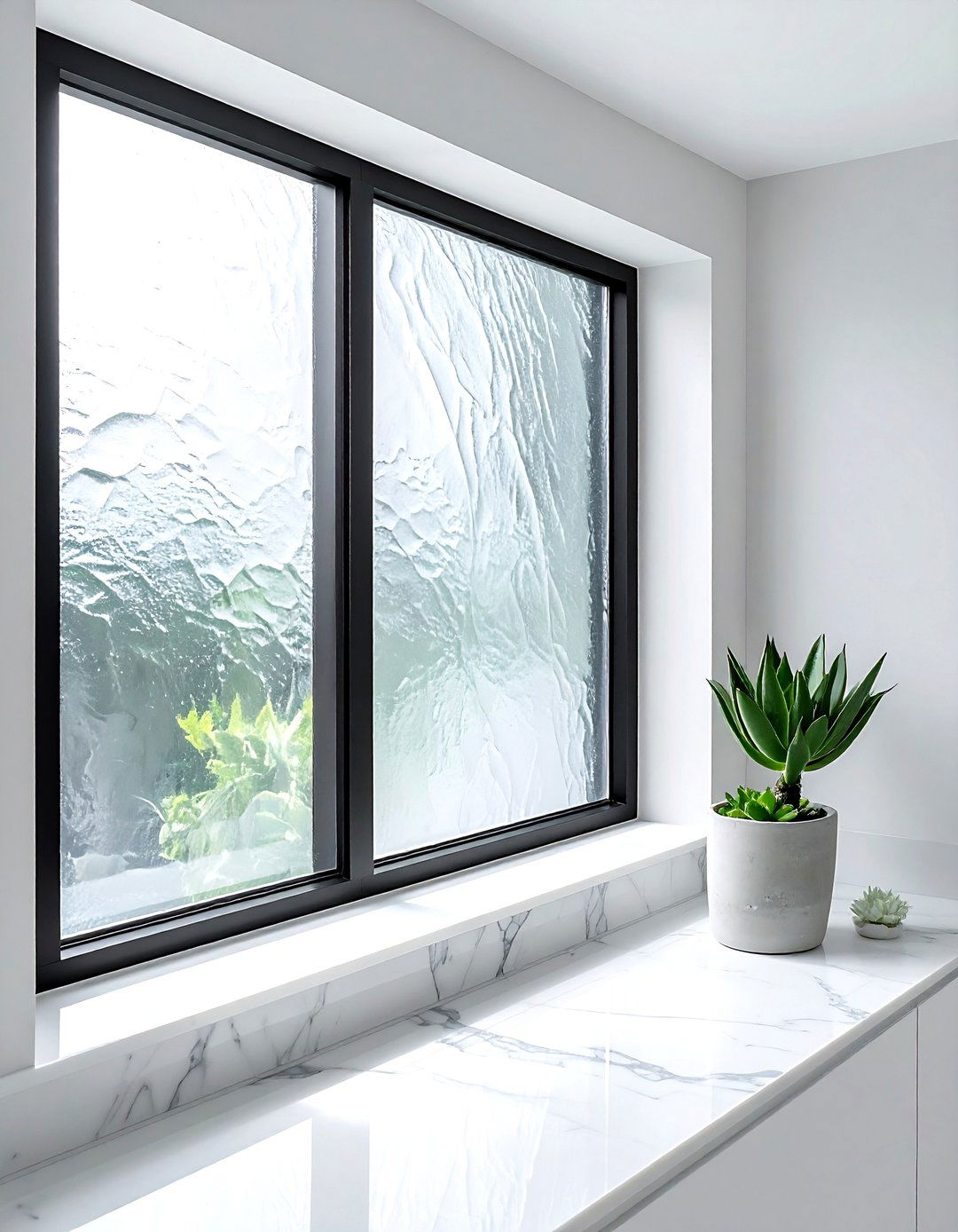 Frosted Glass Window - 30 natural light bathroom ideas