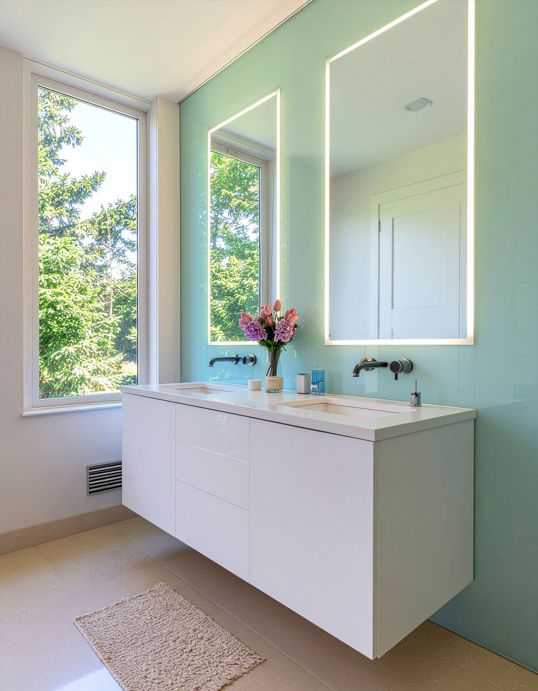 Frosted glass backsplash - 30 frosted glass bathroom ideas