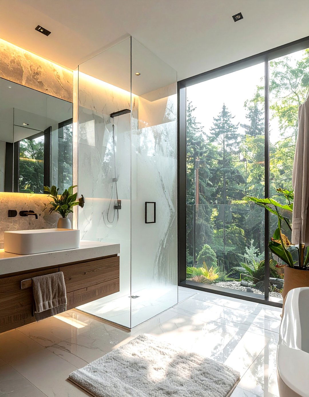Frosted glass bathroom - 30 cool tone bathroom ideas