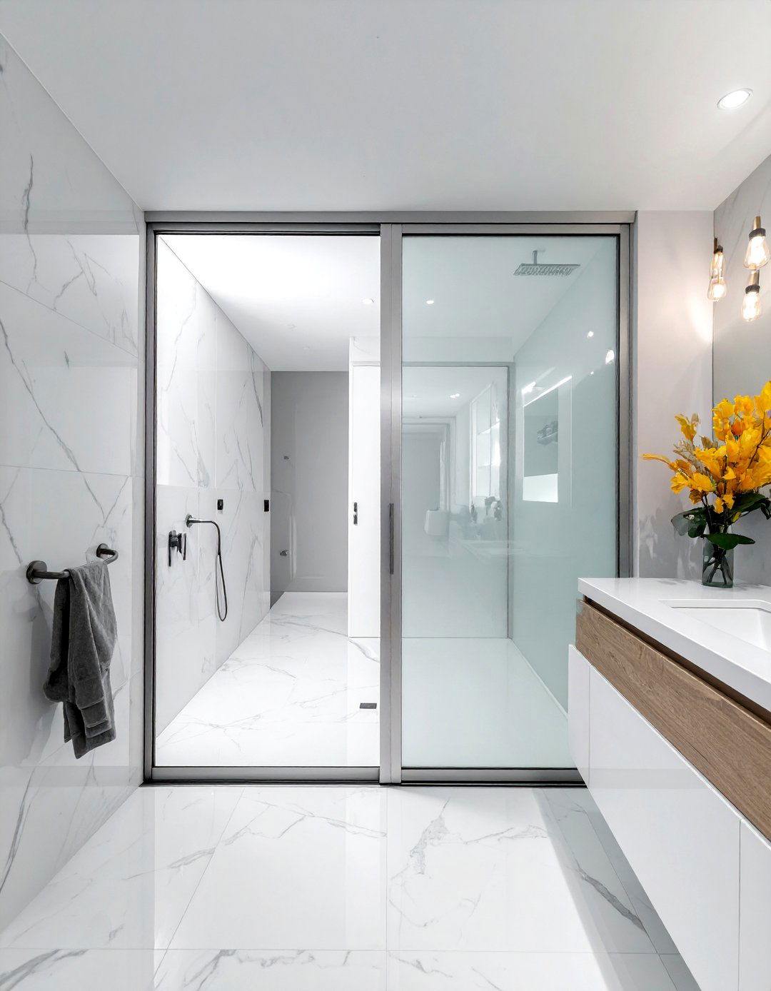 Frosted glass pocket door - 30 bathroom pocket door ideas