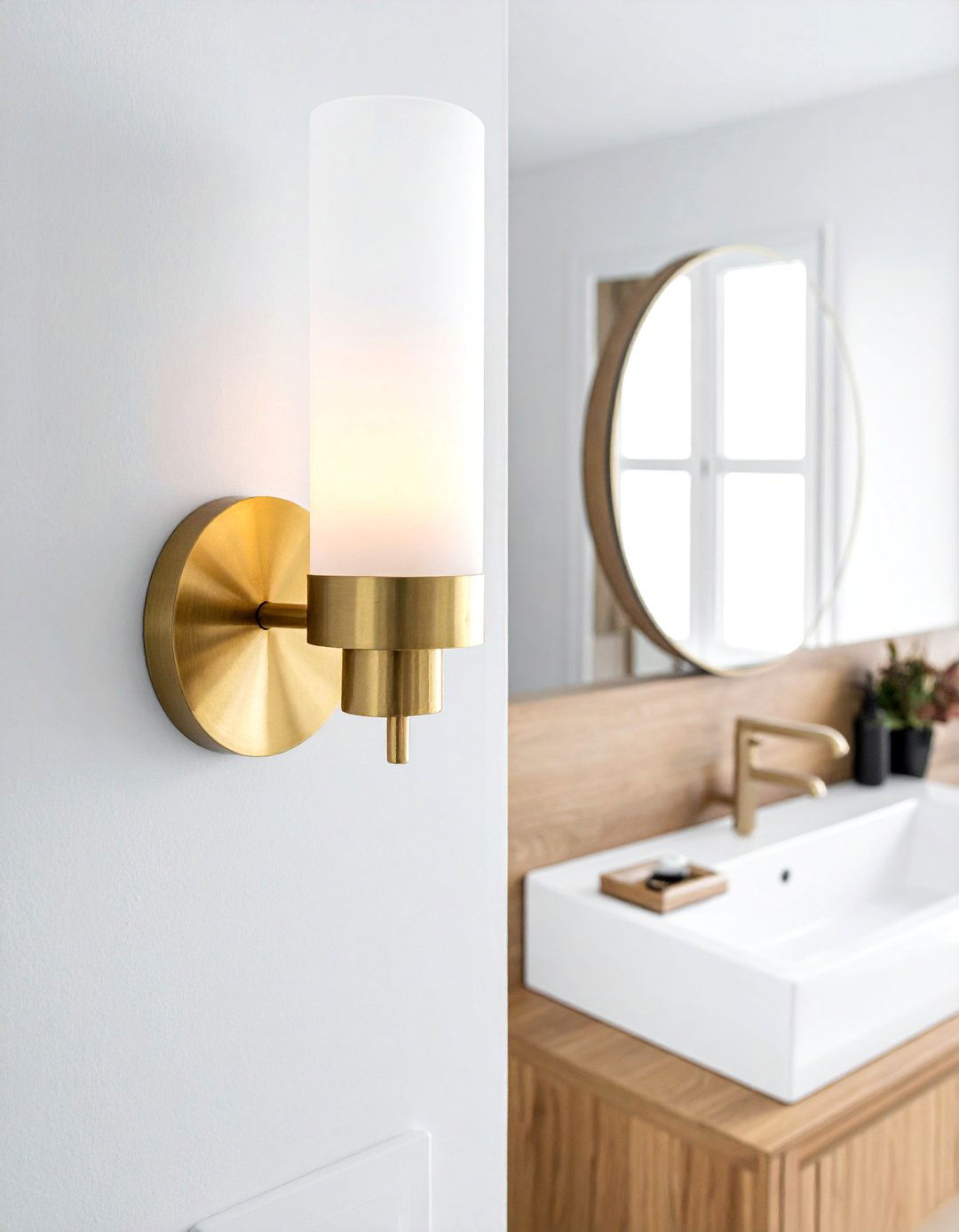 Frosted glass wall light - 30 bathroom sconce ideas