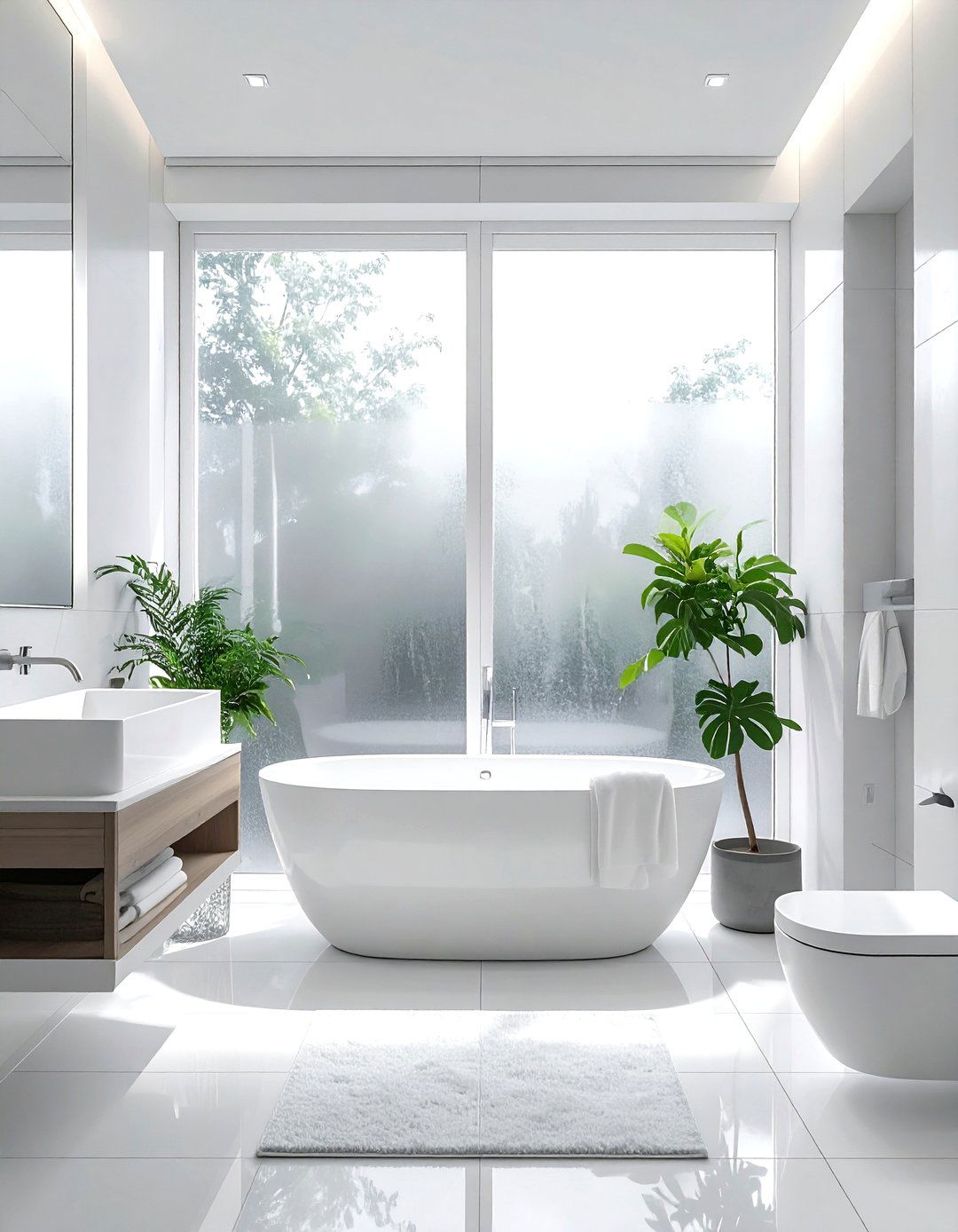 Frosted privacy window - 30 living room window design ideas