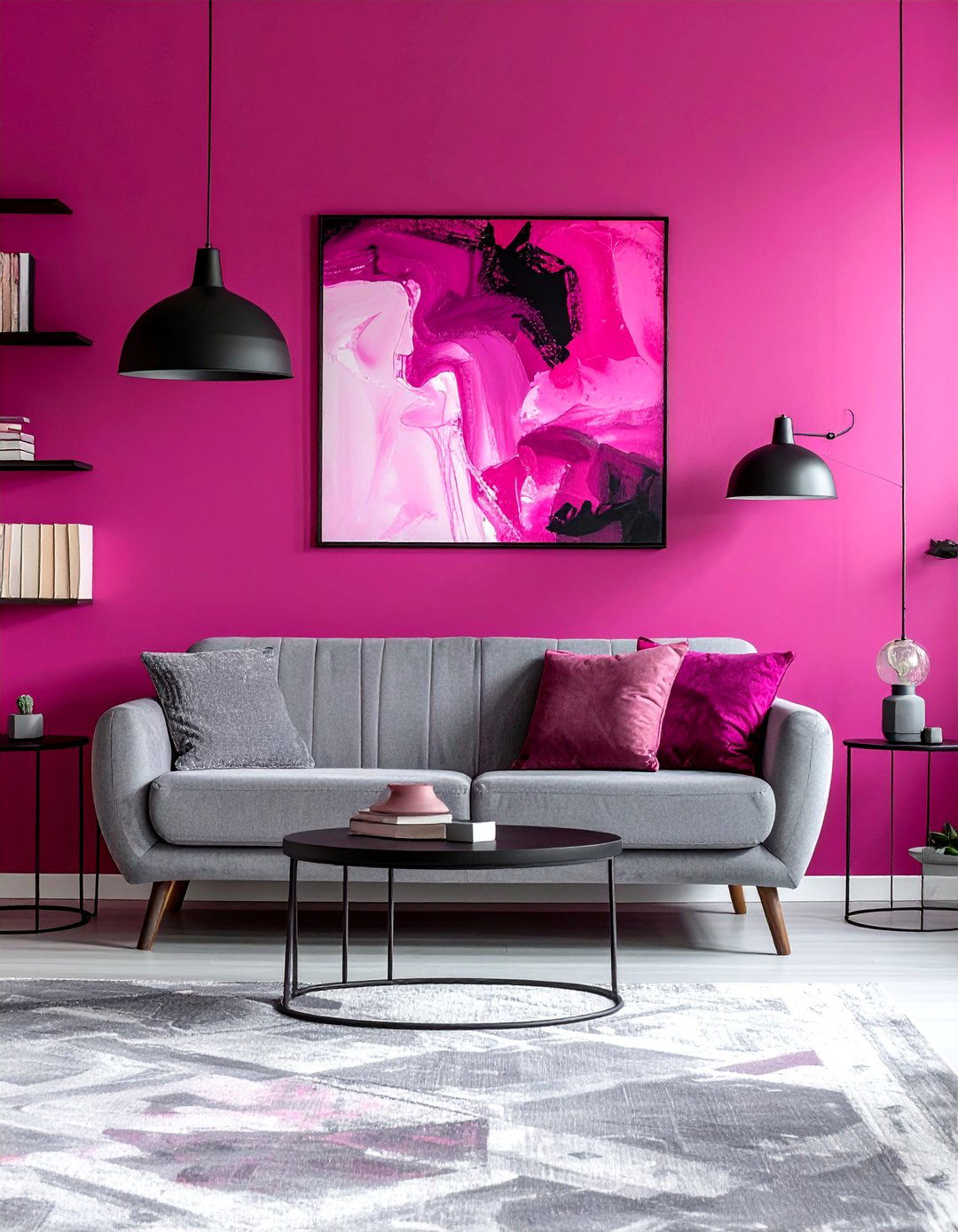 Fuchsia Accent Wall - 30 pink decor ideas