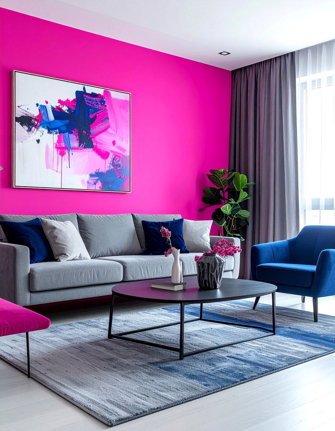 Fuchsia Accent Wall - 30 bold color decor ideas