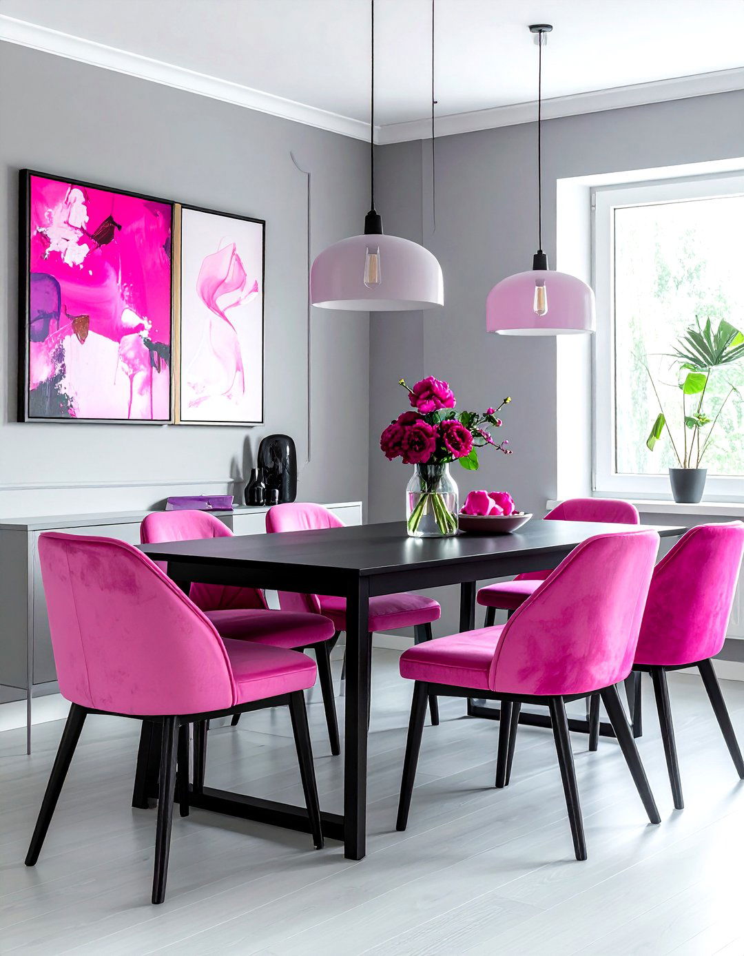 Fuchsia dining room accents - 30 colorful dining room ideas