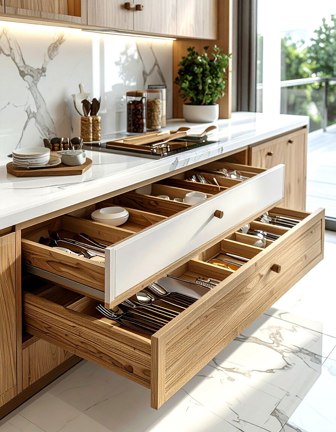 Full Extension Drawers - 30 kitchen ergonomic ideas