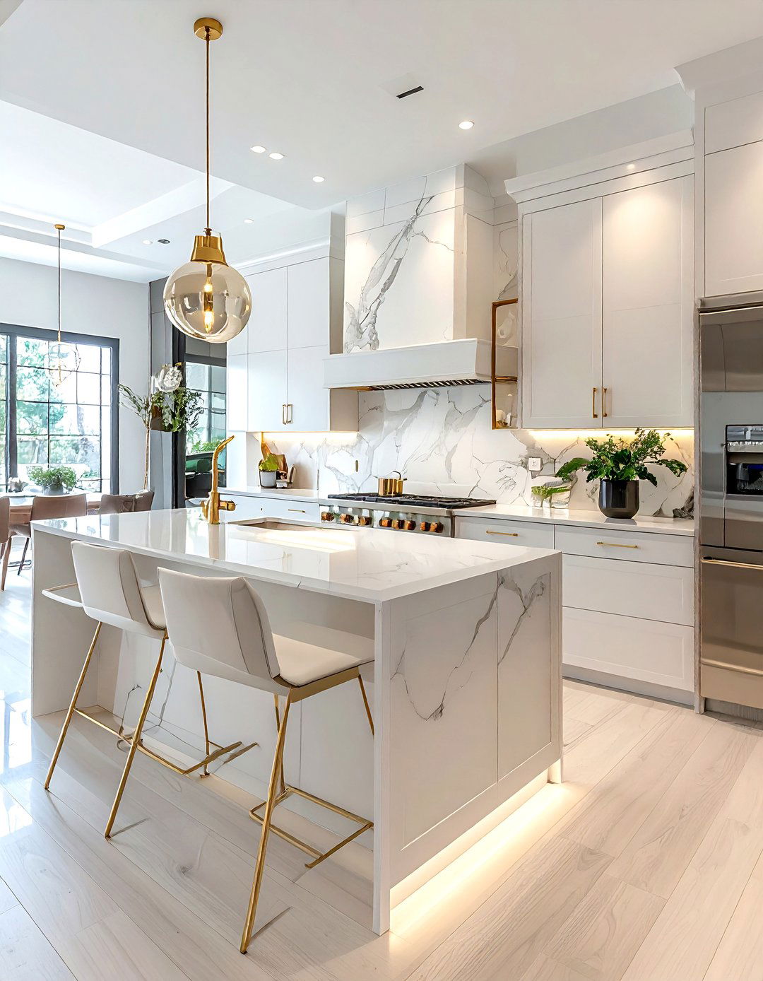 Full Height Quartz Backsplash - 30 quartz accent ideas