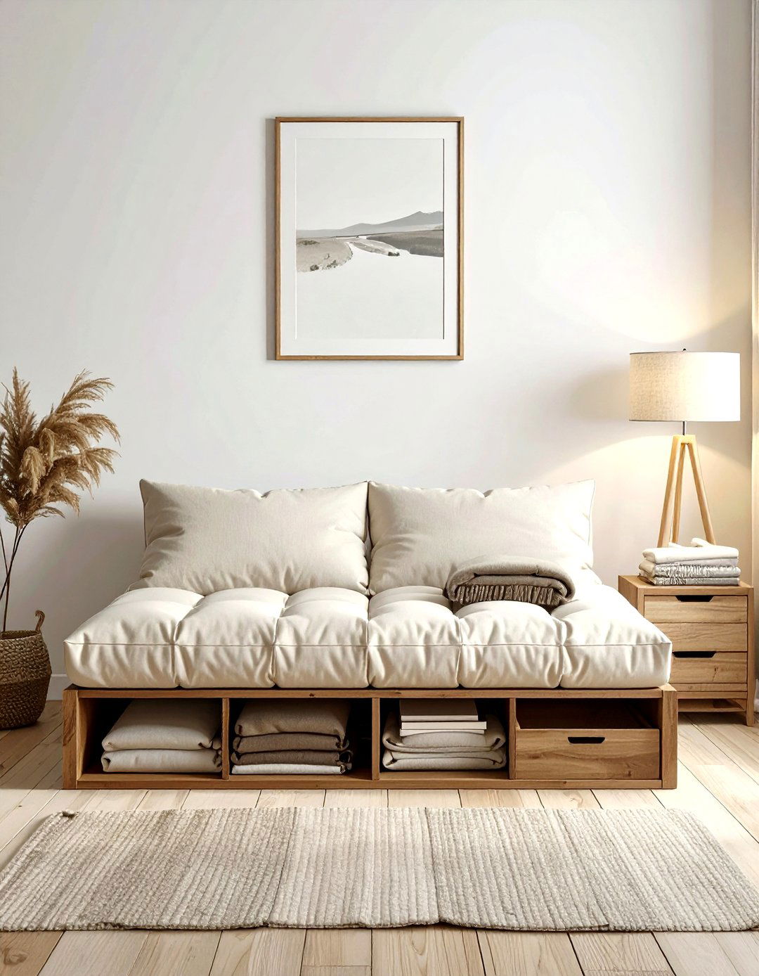 Futon with storage - 30 living room futon ideas